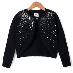 Yellow Apple Knit Full Sleeves Cardigan with Sequinned Detailing - Black-image-44