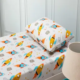 Playful Plunge Kids Bedsheet & Pillow Cover - Outer Space-picture-1