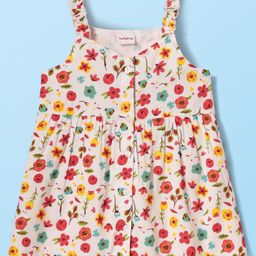 Babyhug Woven Sleeveless Top With Floral Print - White-image-86