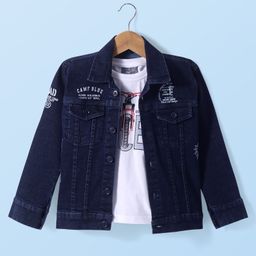 Dapper Dudes Full Sleeves Typography Embroidered Jacket With Tee- Blue-picture-17
