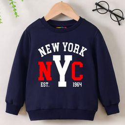 Trampoline Full Sleeves New York NYC Text Printed Sweatshirt - Blue-picture-37