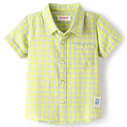 Babyhug 100% Cotton Woven Half Sleeves Checks Shirt- Yellow-image-81