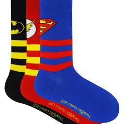 SOCKSXPRESS Cotton Pack Of 3 DC Comics Featuring Characters Logo Designed Antiskid Socks - Black Blue & Red-image-31