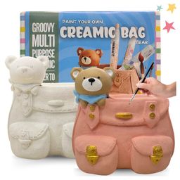 Craftopedia Lets Paint ceramic bag vase - Bear-14