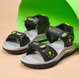 KATS Thunderbolt Applique Detailed Double Velcro Closure Sandals - Black-image-83