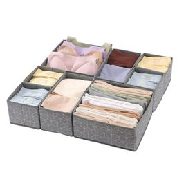 House of Quirk Non-Woven Foldable Clothing Storage Box Closet Dresser Drawer Organizer Cube Basket Bins Containers Divider With Drawers Set of 8 - Grey-26