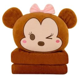 Happy Hues 2-in-1 Monkey Pillow with Zipper & Blanket 160 x 110 cm Soft Travel Blanket for Kids Blanket Stores Inside Cute Plush Pillow-Brown-image-3