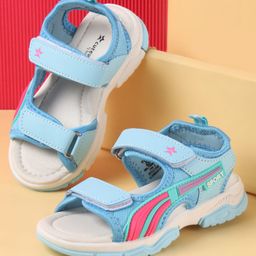 Cute Walk by Babyhug Velcro Closure Sandals with Tape & Text Applique - Blue-picture-40