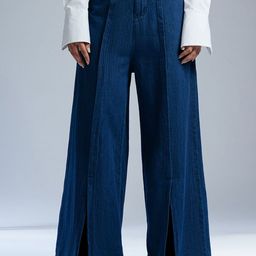 FREAKINS Women Cotton Wide Leg High-Rise Denim Korean Pants-picture-22