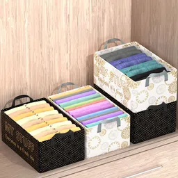 Kuber Industries Black & White 4 Pieces Drawer Organisers-6