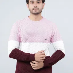 FEVERFEW Men Cotton Colourblocked Pullover-picture-2