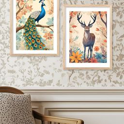 Kotart White & Green 2 Pieces Traditional Wooden Wall Arts-picture-43