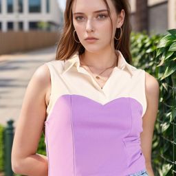 ZYNG Colourblocked Shirt Style Crop Top-image-29