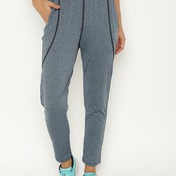 CHKOKKO Women Blue & Black Solid Antimicrobial Straight-Fit Sports Track Pants-30