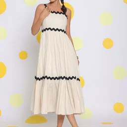 KAORI BY SHREYA AGARWAL Women's Shoulder Straps Fit & Flare Midi Dress-40