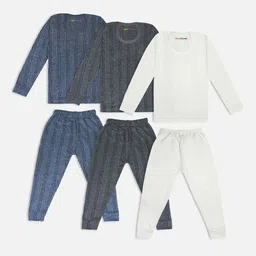 YK X Trampoline Kids Pack Of 3 Striped Cotton Round Neck Thermal Set-picture-11