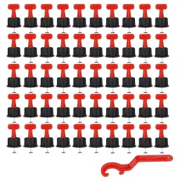 FLAMINGO ENTERPRISE 50 Pcs Tile Leveling System Kit with 0.9 mm Spare Needle 22 cm Non-Magnetic Multicolor, FM-449-37