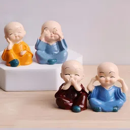 SSS SCULPTURE 4 Pieces Blue Baby Monk Fengshui Figurine Showpiece-image-43