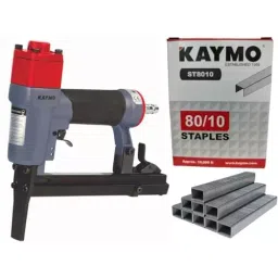Kaymo 80 Series 10 mm Grey and Red Pneumatic Stapler Gun Long Nose With Staple Pins, ECO-PS8016LN+ST8010-19