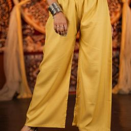CHANDERKASH Women Relaxed Straight Leg Straight Fit Cotton Pleated Trousers-image-56
