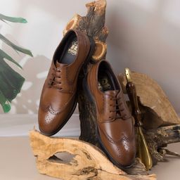 ID Men Round Toe Lace Up Leather Brogue-image-12