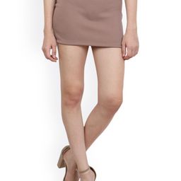 Cation Beige Solid Pencil Skirt-image-82