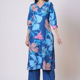 DIVASTRI Women Floral Printed Regular Kurta with Trousers-picture-20