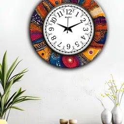 OLIVE TREE White & Black Printed Round Shaped Contemporary Wall Clock-20
