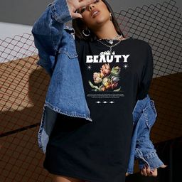 SZN Women Printed Drop-Shoulder Sleeves Applique T-shirt-picture-12