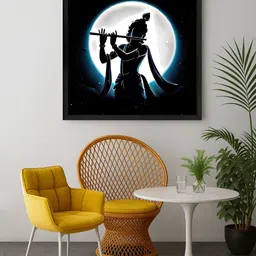 999Store Black & White Lord Krishna Religious Canvas Wall Art-image-63