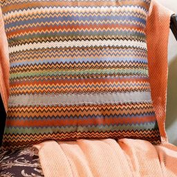 Mid July Home Brown & Grey Chevron Embellished Beaded Velvet Square Cushion Cover-14
