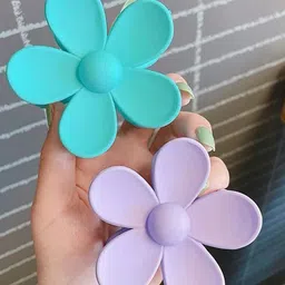 Radhya Accessories Women Set of 2 Big Flower Matte Hair Claw Clip-4
