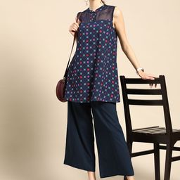 Anouk Women Navy Blue Geometric Print Tunic-image-25