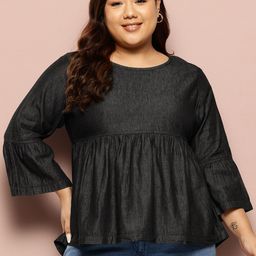 Sztori Plus Size Pure Cotton A-Line Chambray Top-picture-39
