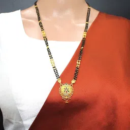 SONI DESIGNS Gold-Plated Brass Artificial Stones & Beads Mangalsutra-picture-4