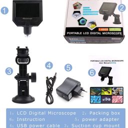 DHRUVPRO Portable Smart LCD Digital Microscope G600 4.3 Inch LCD HD 1-600x 3.6mp High Expansion 1080p/720p/VGA Image Sensor with Adjustable Stand for QC/Industrial/Collection Inspection image 3