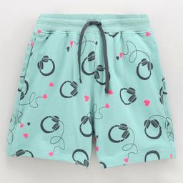 Doreme Knee Length Shorts Headphone Print - Green-image-86
