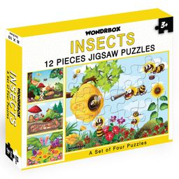 WONDRBOX Insects Jigsaw Puzzle for Kids Set of 4- Multicolor-25