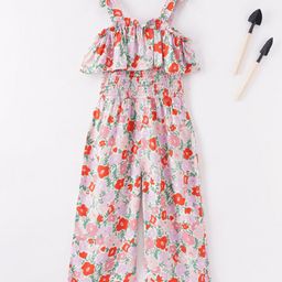 Ed-a-Mamma Cotton Sleeveless Sustainable Jumpsuit Floral Print - Pink-picture-1
