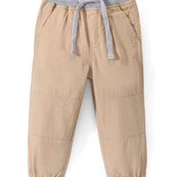 Babyhug Cotton Woven Full Length Solid Colour Trousers - Beige-image-85