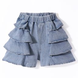 Kookie Kids Denim Skort with Frilled Layers - Blue-image-76