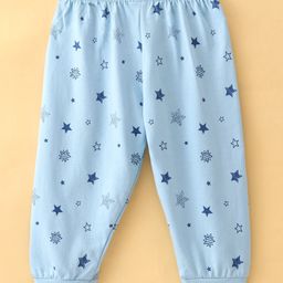 Ollypop Cotton Knit Full Length Lounge Pant Star Print - Blue-13
