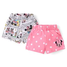 Babyhug Disney  Single jersey Shorts With Minnie Mouse Print Pack of 2 - White & Pink-image-85