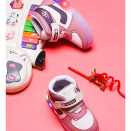 KATS Colour Blocked LED Velcro Closure Sneakers - Peach-image-91