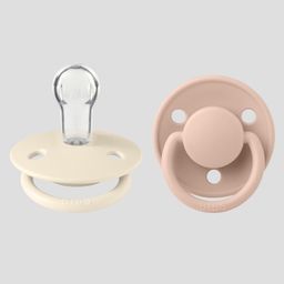 Bibs De Lux Silicone Round Pacifier One Size Nipple Pack of 2 - Ivory/Blush-26