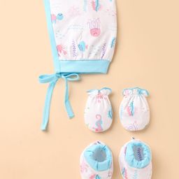 Child World Interlock Knit Cap Mitten & Booties Set with Sea Life Print Pink - Diameter 11.5 cm-picture-19