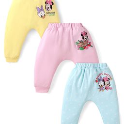 Babyhug Disney Interlock Knit Full Length Diaper Leggings With Minnie Mouse Graphics Pack of 3 - Pink Light Blue & Yellow-image-13