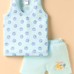 Tango Single Jersey Knit Animal Printed Vest & Shorts - Aqua-image-53