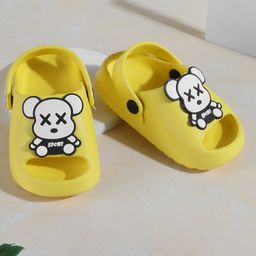 SHOES FOR JUNIORS Teddy Bear Applique Detailed With Sling Back Clogs - Yellow-image-75