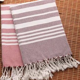 Myntra Elegant Homes Multicoloured 2 Striped Cotton 210 GSM Bath Towel-picture-40